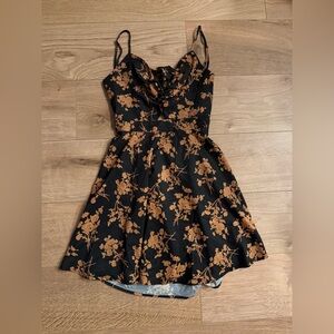 Floral Black and Tan Dress